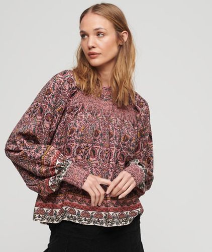 Damen Gesmoktes Oberteil aus Webstoff mit Print - Größe: 40 - Superdry - Modalova
