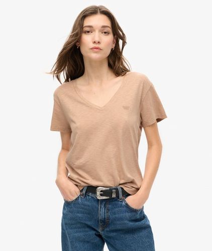 Dames T-Shirt Col V et Flammé Brodé, Taille: 36 - Superdry - Modalova