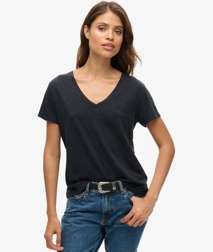 Women's Strukturiertes T-shirt mit V-ausschnitt und Stickerei - Größe: 34 - Superdry - Modalova