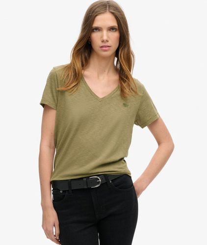 T-shirt Flammé à Logo Brodé et col V Taille: 40 - Superdry - Modalova