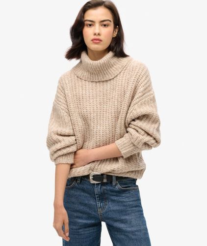 Damen Angerauter, Gerippter Pullover mit Ausschnitt in Knautschoptik - Größe: 38-40 - Superdry - Modalova
