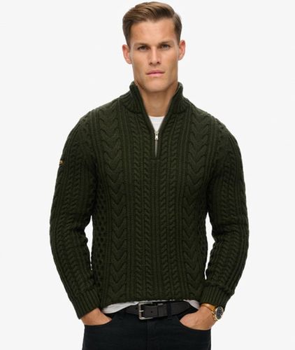 Herren Vintage Jacob Zopfstrickpullover mit Halblangem Reißverschluss - Größe: S - Superdry - Modalova
