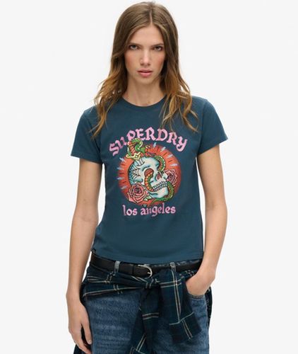 T-shirt Ajusté à Strass Effet Tatouage Taille: 36 - Superdry - Modalova