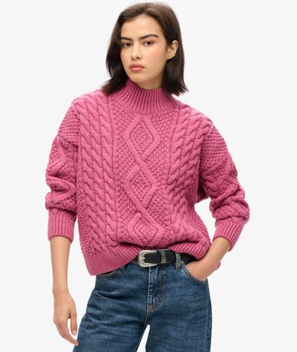 Pull Polo en Maille Torsadée Aran Tricot Torsadé, Taille: 38 Taille: 38 - Superdry - Modalova