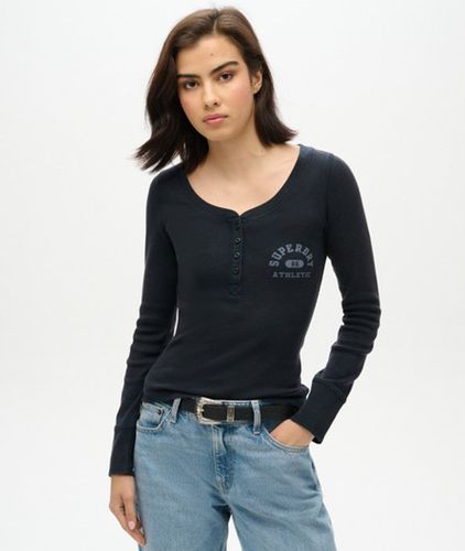 Damen Athletic Langarmhemd mit Knopfleiste - Größe: 38-40 - Superdry - Modalova