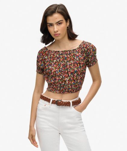 Haut Court à Manches Courtes Smocké , et Imprimée Floral, Taille: 36 Taille: 36 - Superdry - Modalova