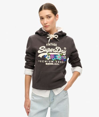 Damen Premium Hoodie mit Vintage Logo und Blumenmotiv - Größe: 40 - Superdry - Modalova