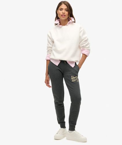 Damen Schmal Geschnittene Luxe Jogginghosen mit Logo in Metallic-optik - Größe: 44 - Superdry - Modalova