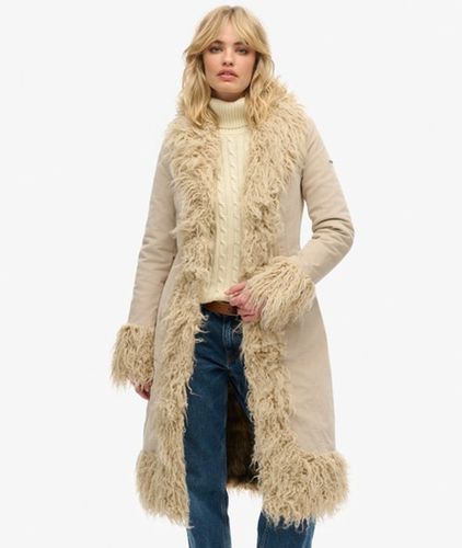 Damen Längerer Afghanischer Mantel mit Kunstfellfutter - Größe: 36 - Superdry - Modalova