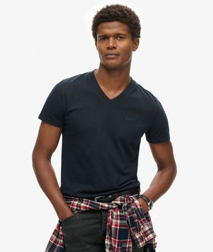 Herren T-shirt aus Bio-baumwolle mit Gesticktem Logo und V-ausschnitt - Größe: XL - Superdry - Modalova