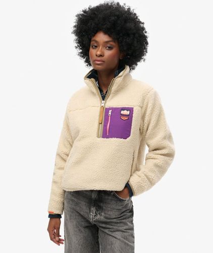 Logo Brodé Rétro Vintage Polaire À Demi Fermeture Zippée, , Taille: 44 - Superdry - Modalova