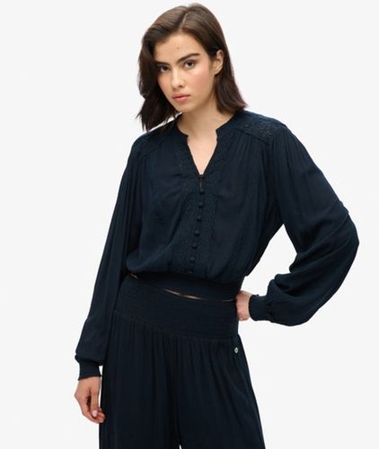 Blouse Smockée à Manches Longues et Finitions Dentelle Taille: 44 - Superdry - Modalova