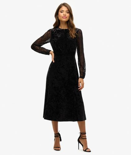 Robe Mi-longue en Velours à Manches en Dentelle Taille: 38 - Superdry - Modalova