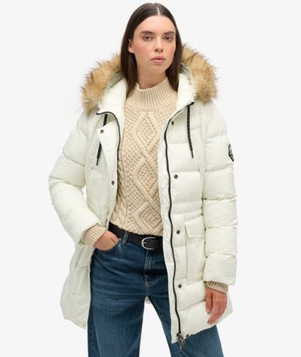 Damen Mittellanger Everest Steppmantel mit Kunstfellbesatz - Größe: 38 - Superdry - Modalova