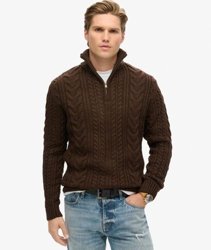 Herren Vintage Jacob Zopfstrickpullover mit Halblangem Reißverschluss - Größe: Xxl - Superdry - Modalova