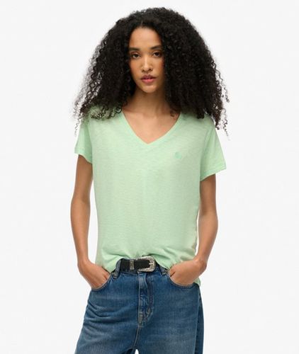 T-shirt Flammé à Logo Brodé et col V Taille: 34 - Superdry - Modalova
