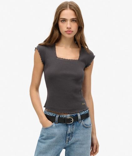 Women's T-shirt mit Eckigem Ausschnitt - Schmale Passform - Größe: 34 - Superdry - Modalova