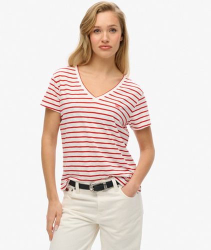 T-shirt Flammé à Logo Brodé et col V Taille: 40 - Superdry - Modalova