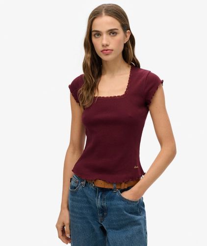 Women's T-shirt mit Eckigem Ausschnitt - Schmale Passform - Größe: 34 - Superdry - Modalova