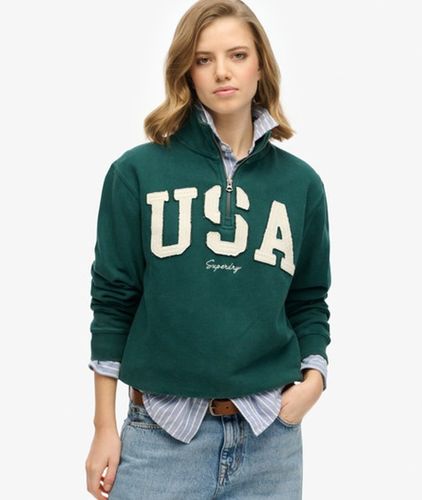 Damen Athletic Essentials Sweatshirt mit Applikation und Halbreißverschluss - Größe: 34 - Superdry - Modalova