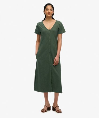 Robe Mi-longue Boutonnée en Jersey à Manches Courtes Taille: 36 - Superdry - Modalova