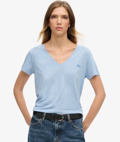 T-shirt Flammé à Logo Brodé et col V Taille: 42 - Superdry - Modalova