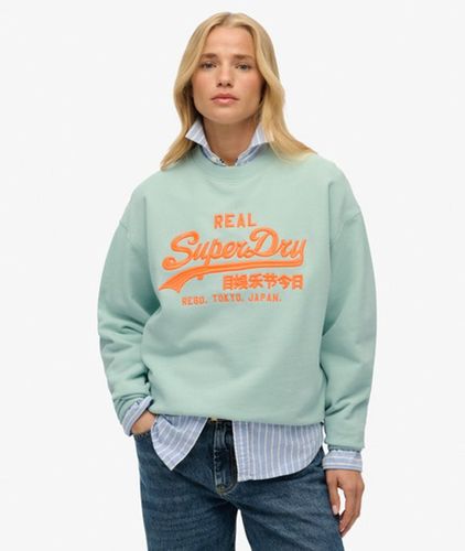 Coton Logo Brodé Fluo Vintage Pull Ample À Col Ras-Du-Cou, , Taille: 42 - Superdry - Modalova