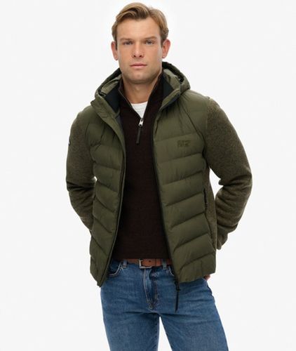 Herren Gesticktes Abzeichen Hybrid-Optik Kapuzen Strickjacke, , Größe: XL - Superdry - Modalova