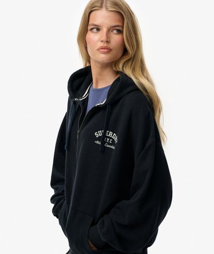 Coton Logo Brodé Oversize Athletic Essentials Sweat À Capuche Zippé, & , Taille: 44 - Superdry - Modalova
