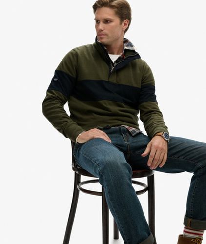 Coton Rayé Classique Demi-Zip Polo Rugby, & - Taille: XL - Superdry - Modalova