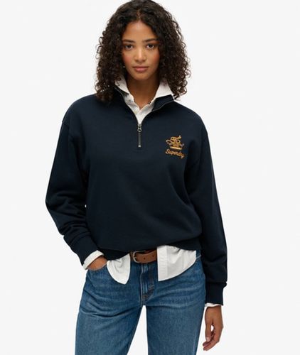 Coton Logo Brodé Country Club Crest Sweatshirt Demi-Zip, , Taille: 40 - Superdry - Modalova