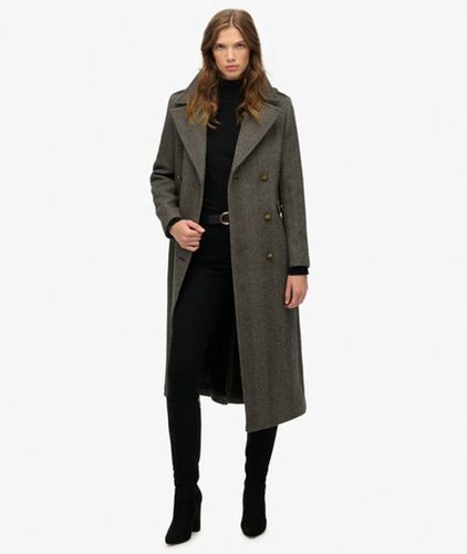 Damen Zweireihiger Wollmantel mit Schmaler Passform - Größe: 38 - Superdry - Modalova