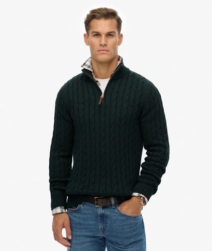 Pull à Demi-zip en Maille Torsadée en Coton bio Taille: XL - Superdry - Modalova