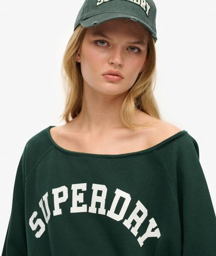 Damen Baumwolle Gesticktes Logo Athletic Essentials Bardot-Sweatshirt, & , Größe: 38 - Superdry - Modalova