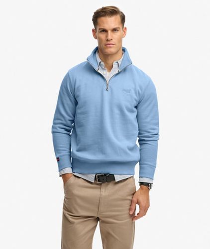 Herren Baumwolle Gesticktes Logo Essential Sweatshirt Mit Halbreißverschluss, , Größe: M - Superdry - Modalova