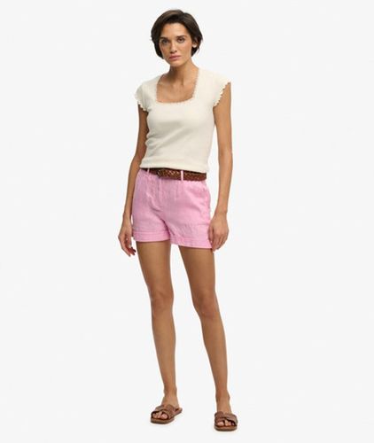 Damen Mittelhoch Geschnittene Leinenshorts - Größe: 32 - Superdry - Modalova