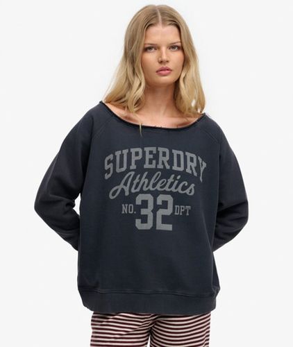Damen Baumwolle Gesticktes Logo Athletic Essentials Bardot-Sweatshirt, & - Superdry - Modalova