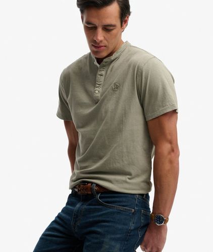 T-shirt Henley à Manches Courtes en Coton et lin Taille: M - Superdry - Modalova