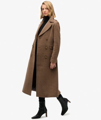 Damen Zweireihiger Wollmantel mit Schmaler Passform - Größe: 44 - Superdry - Modalova