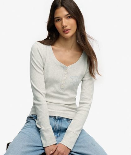 Damen Athletic Langarmshirt mit Knopfleiste - Größe: 40 - Superdry - Modalova
