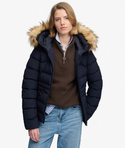 Damen Fuji Steppjacke mit Kunstfellkapuze - Größe: 34 - Superdry - Modalova