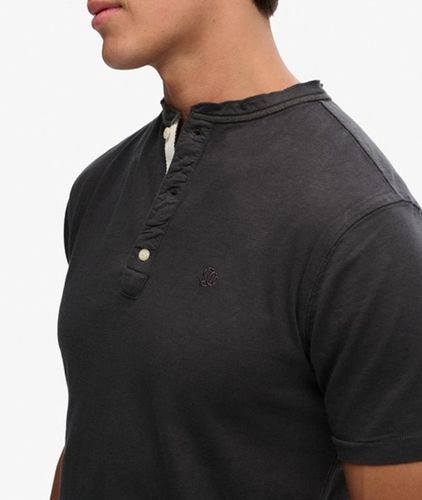 T-shirt Henley à Manches Courtes en Coton et lin Taille: L - Superdry - Modalova