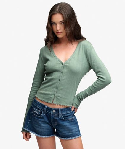 Damen Athletic Essential Pointelle Strickjacke - Größe: 38 - Superdry - Modalova
