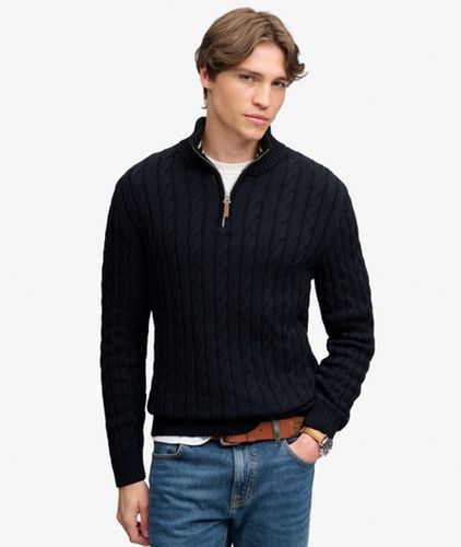 Herren Organic Cotton Klassischer Zopfmuster-pullover mit Reißverschluss - Größe: S - Superdry - Modalova