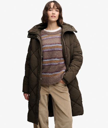 Damen Longline Steppjacke mit Rautenmuster - Größe: 34 - Superdry - Modalova