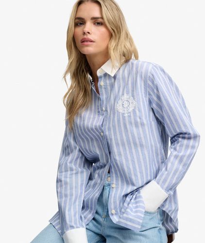 Damen Poplin Langarmhemd mit Streifenmanschetten - Größe: 42 - Superdry - Modalova