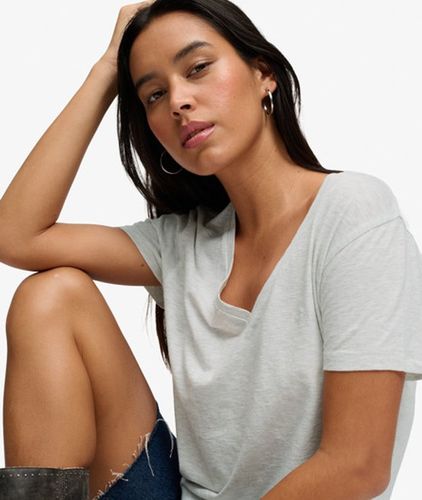 Coton Logo Brodé Studios Slub Avec T-shirt, Crème - Taille: 36 - Superdry - Modalova