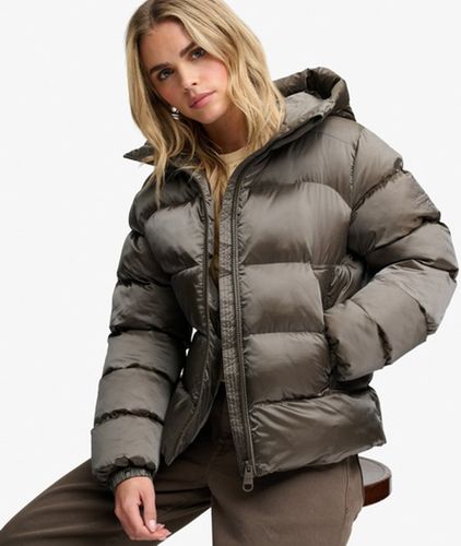Damen Glänzende Steppjacke mit Kapuze - Schmale Passform - Größe: 36 - Superdry - Modalova