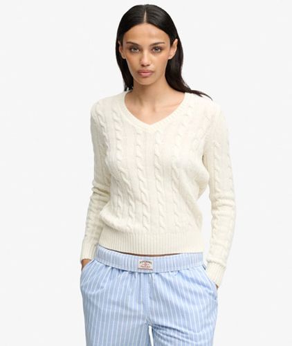 Pull Col V en Maille Torsadée Mélange de Laine Taille: 44 - Superdry - Modalova