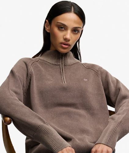 Damen Washed Classic Half Zip Pullover Lockere Passform - Größe: 40 - Superdry - Modalova